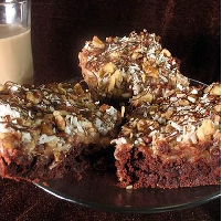 A great take on an old-fashioned chocolate delicacy: German chocolate brownies!   